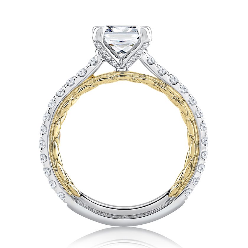 Elegant Two Tone Emerald Cut Diamond Engagement Ring