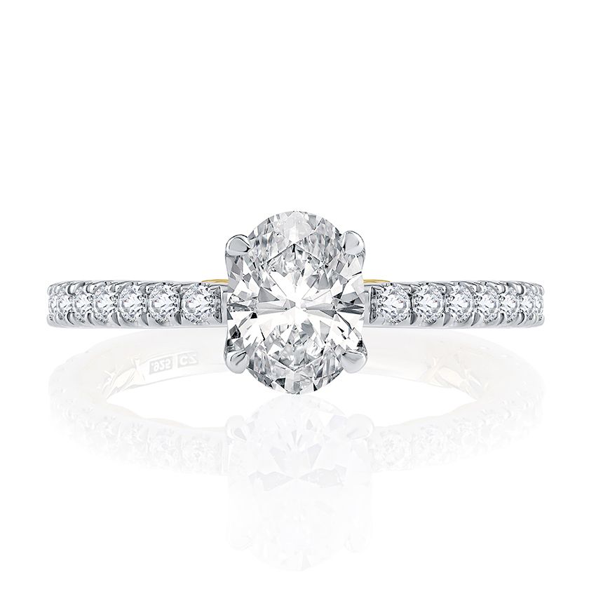 Classic Two Tone Oval Cut Diamond Engagement Ring
