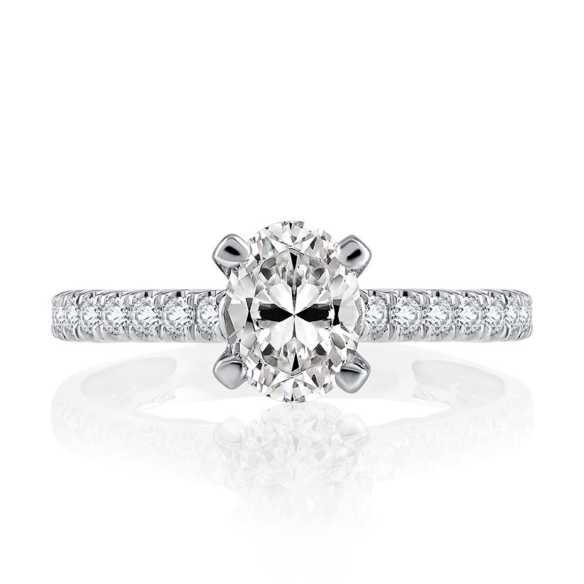 Sophisticated Two Tone Oval Cut Diamond Engagement Ring