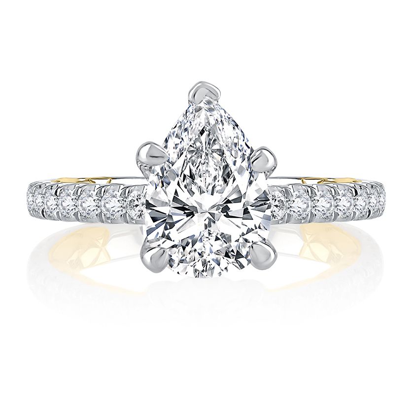 Modern Two Tone Pear Cut Diamond Engagement Ring