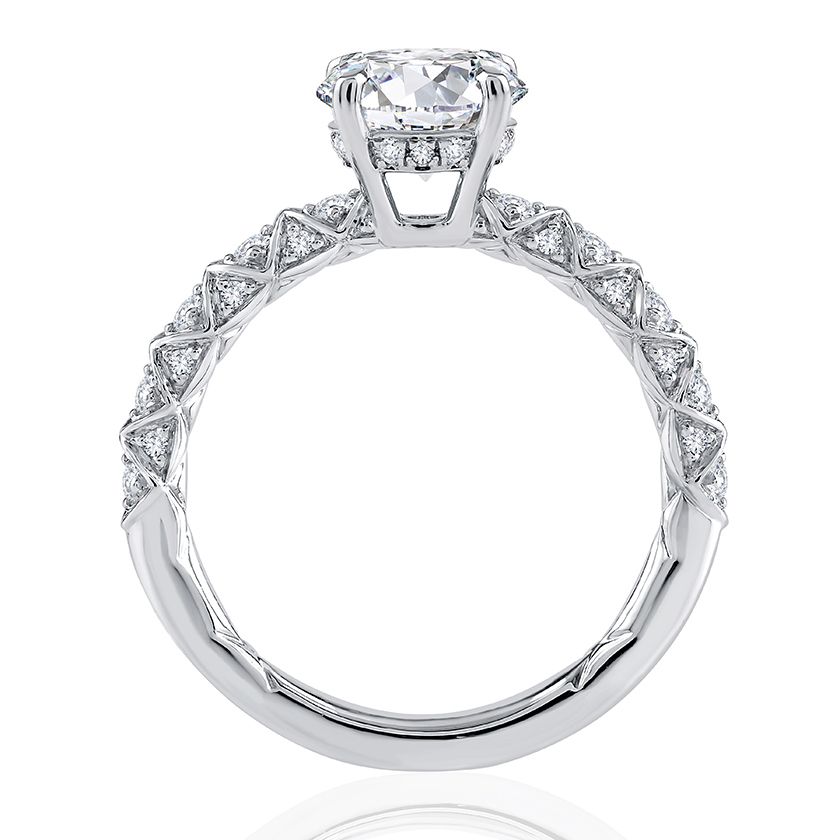 Geometric Round Cut Diamond Engagement Ring