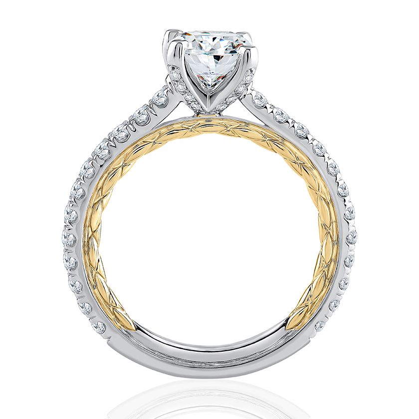 Timeless Two Tone Round Cut Diamond Engagement Ring