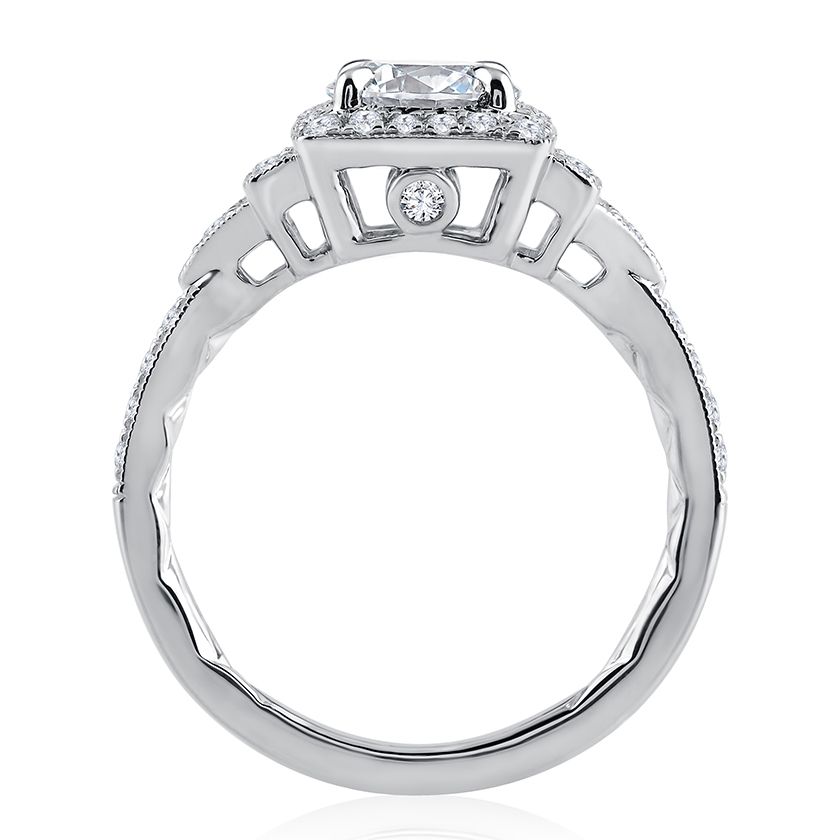 Vintage Inspired Halo Round Cut Diamond Engagement Ring