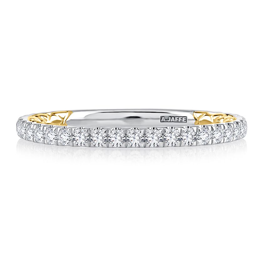 Classic Two Tone Diamond Pavé Wedding Band