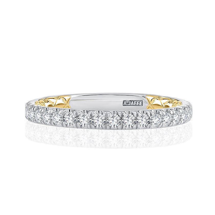 Sophisticated Two Tone Diamond Pavé Wedding Band