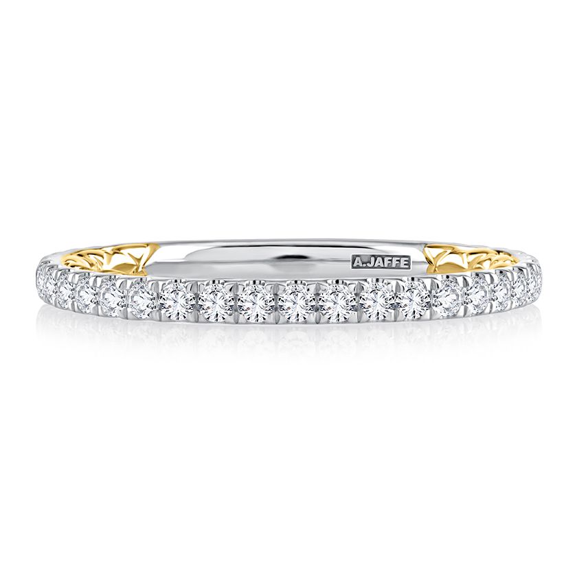 Graceful Two Tone Diamond Pavé Wedding Band