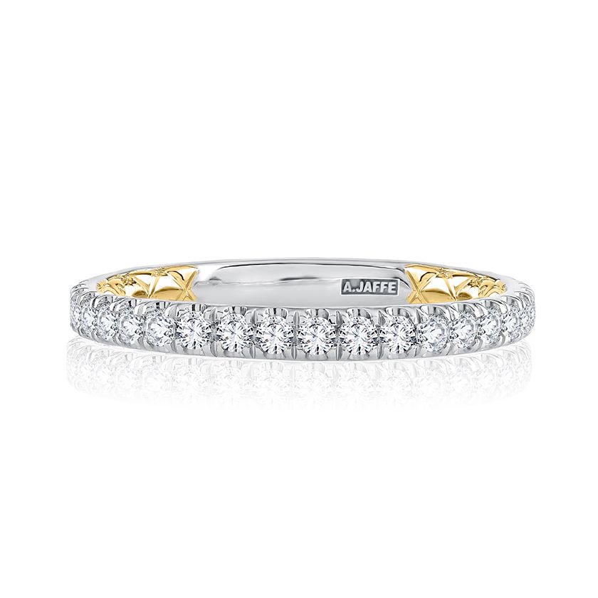 Refined Two Tone Diamond Pavé Wedding Band