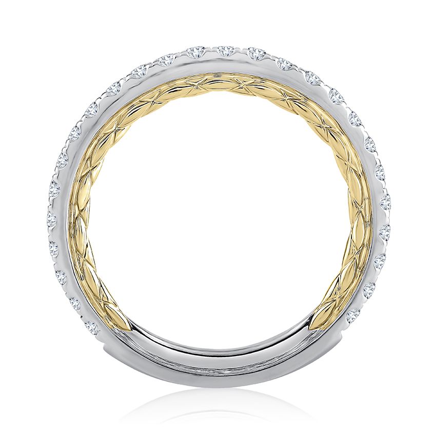 Refined Two Tone Diamond Pavé Wedding Band