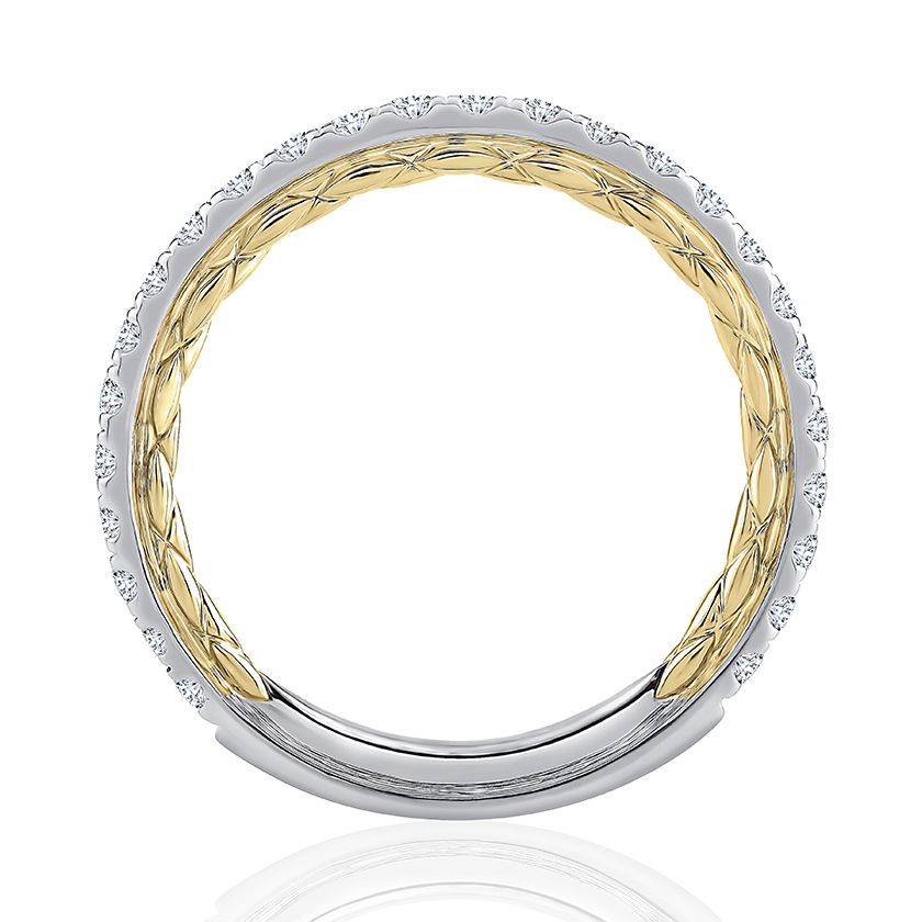 Sophisticated Two Tone Diamond Pavé Wedding Ring