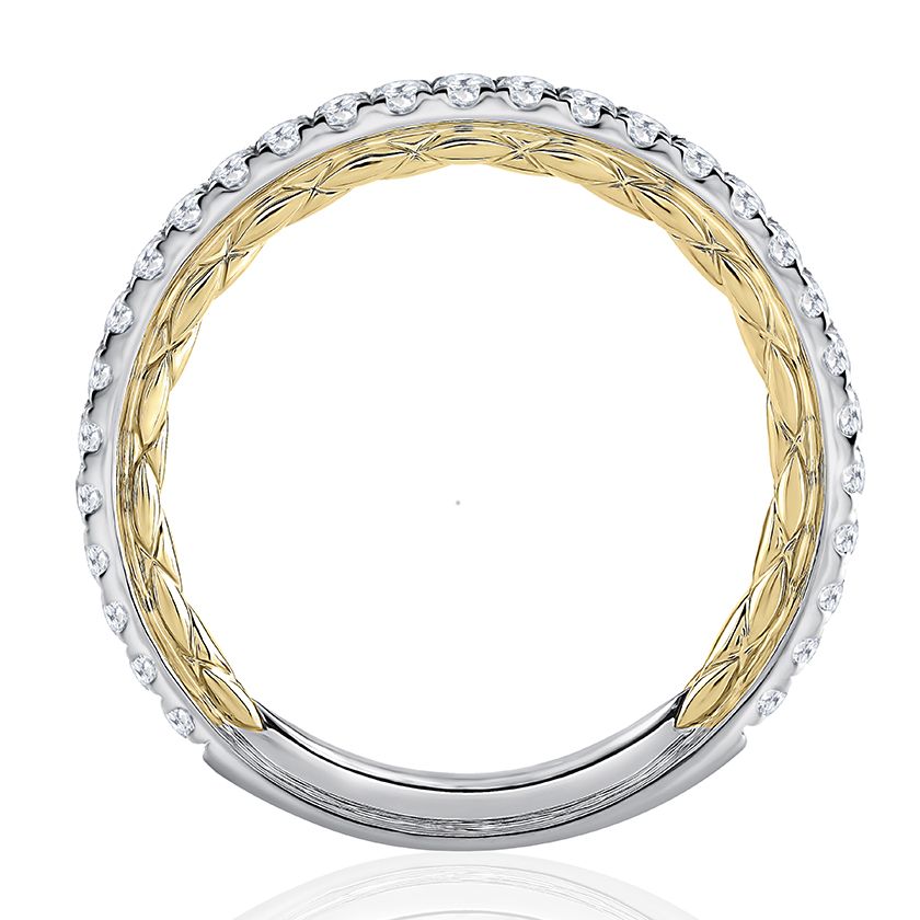 Charming Two Tone Diamond Pavé Wedding Ring