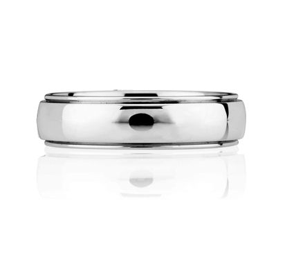 Bright Polished, Step Edged Classic Men's Ring