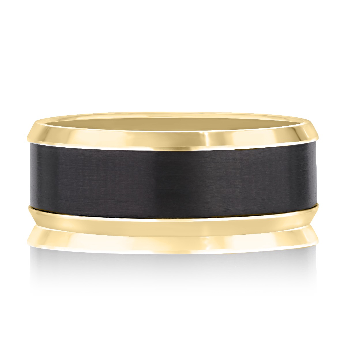 Black Zirconium Satin Band with Beveled Edges