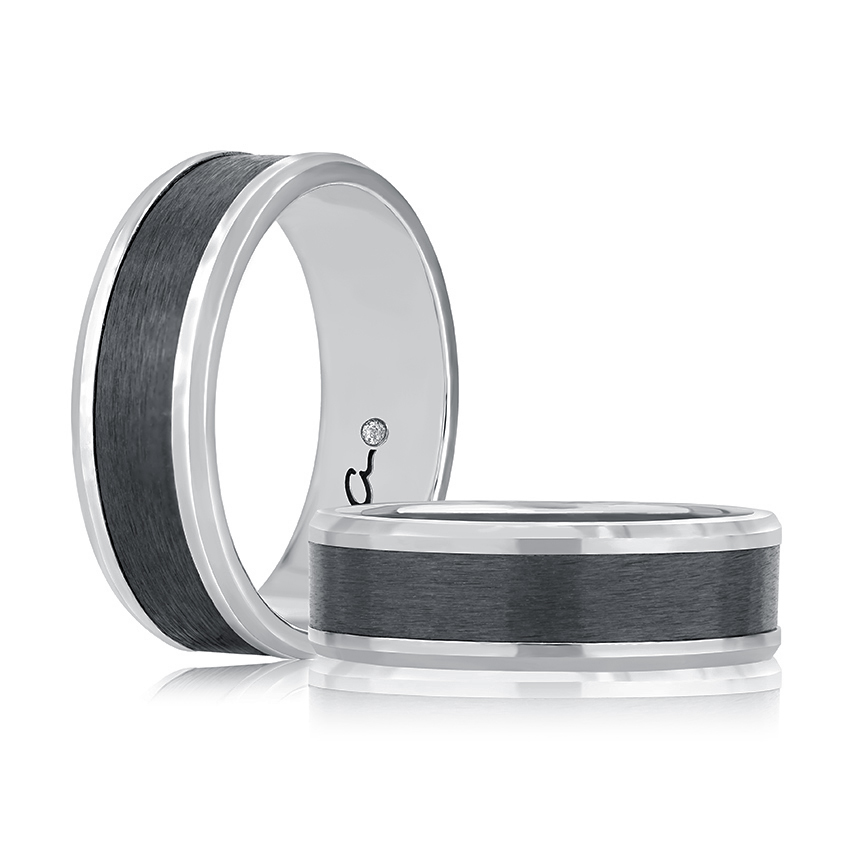 Black Zirconium Satin Band with Beveled Edges