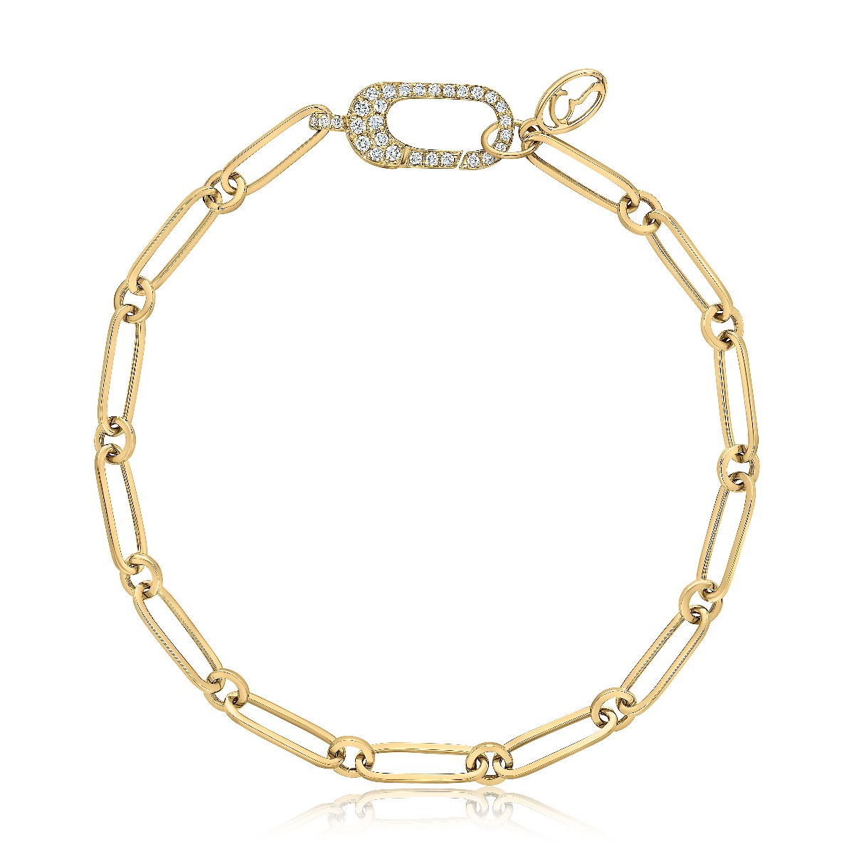 Paper Clip Chain Bracelet with Diamond Embellished Clasp