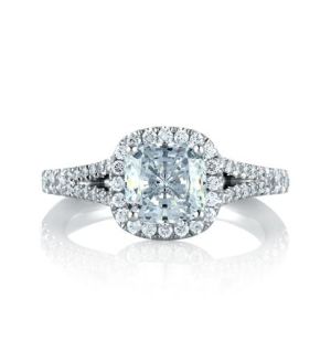 Round halo vintage style diamond bridge engagement ring setting