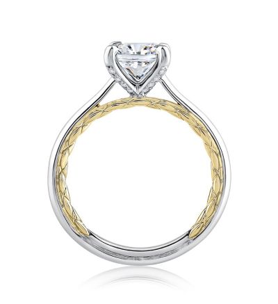Classic Two Tone Cushion Cut Diamond Engagement Ring