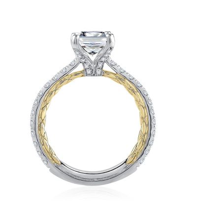Sophisticated Two Tone Emerald Cut Diamond Engagement Ring