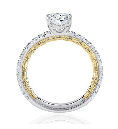 Classic Two Tone Oval Cut Diamond Engagement Ring