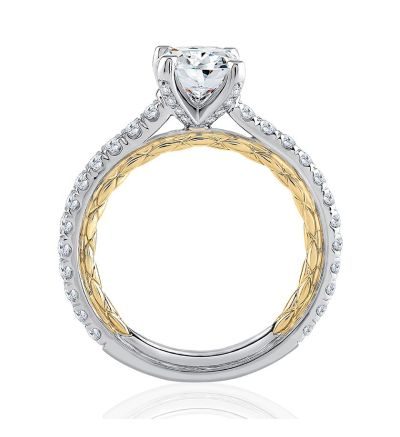 Sophisticated Two Tone Oval Cut Diamond Engagement Ring
