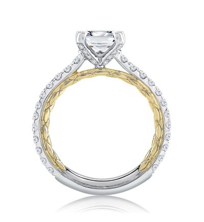 Elegant Two Tone Princess Cut Diamond Engagement Ring