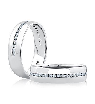 Classic Men's Wedding Band with Channel Diamonds 