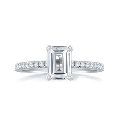 Micro pave emerald cut engagement best sale rings