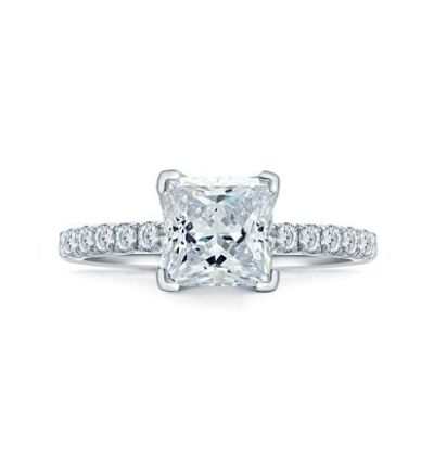 Quilted French Pave Princess Cut Center Engagement Ring