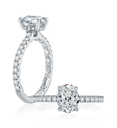Diamond Pavé Engagement Ring with Quilted Interior 