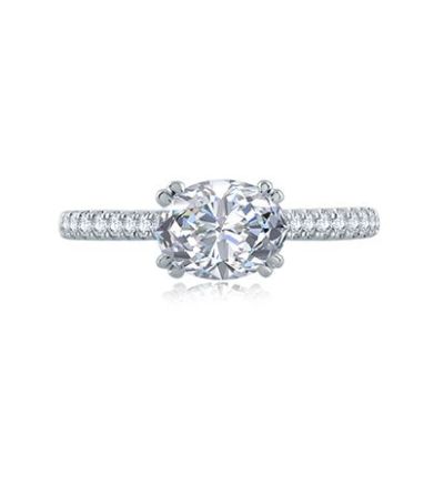 East/West Oval Cut Four Prong Engagement Ring