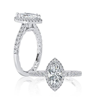 Sparkling Marquise Diamond Engagement Ring with Marquise Shaped Halo