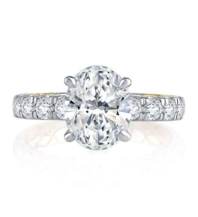 Modern Two Tone Oval Cut Diamond Engagement Ring