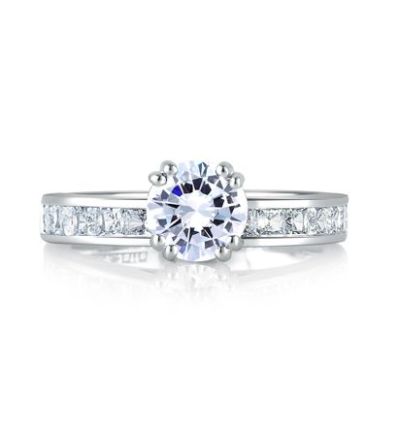Classic Princess Channel Set Cathedral Engagement Ring