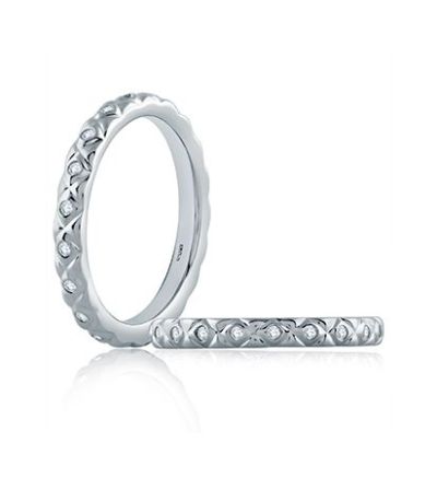 Diamond Accent Quilted Shank Wedding Band