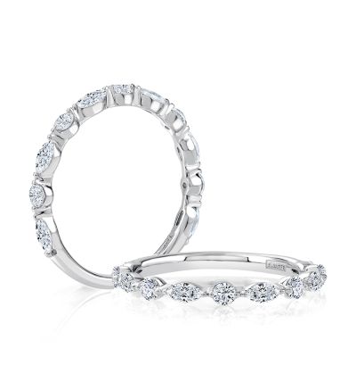 Alternating Round and Marquise Diamond Stackable Ring