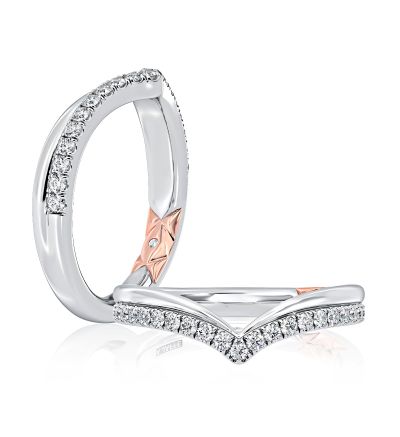 Intricate Double Row Curved Diamond Wedding Band