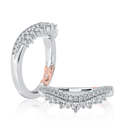 Uniquely Contoured Double Row Diamond Wedding Band