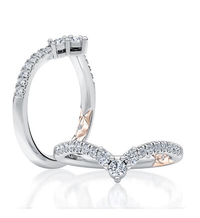 Delicate Halfway V- Shaped Diamond Wedding Band