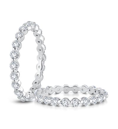 Delicate Shared Single Prong Eternity Diamond Wedding Band