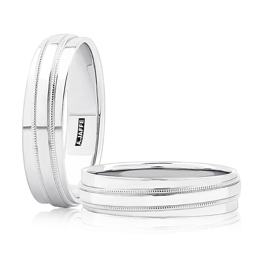 Classic Spiral Milgrain Detail Platinum Men's Wedding Band