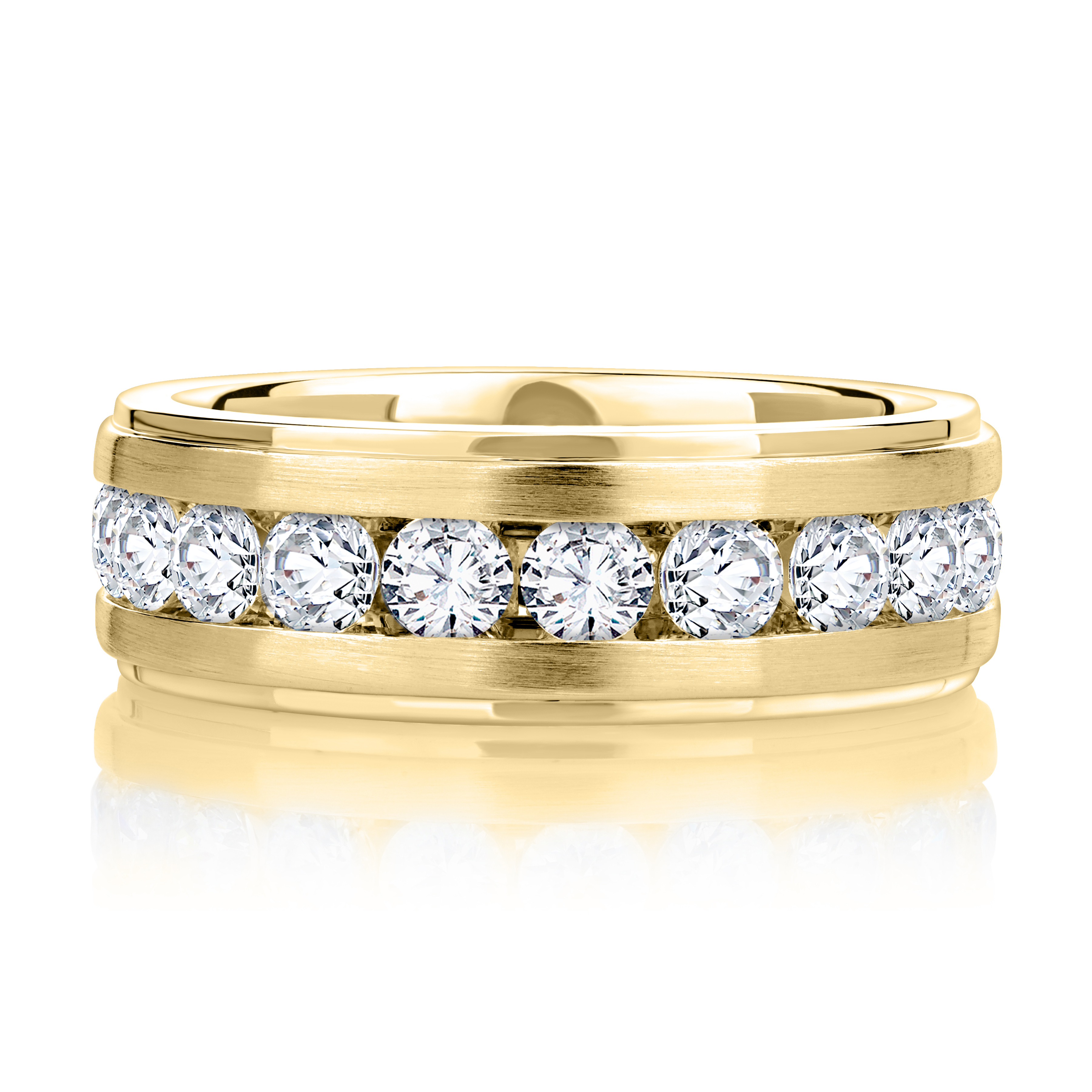 10 Stone Satin Channel Set Diamond Band with High Polish Edges