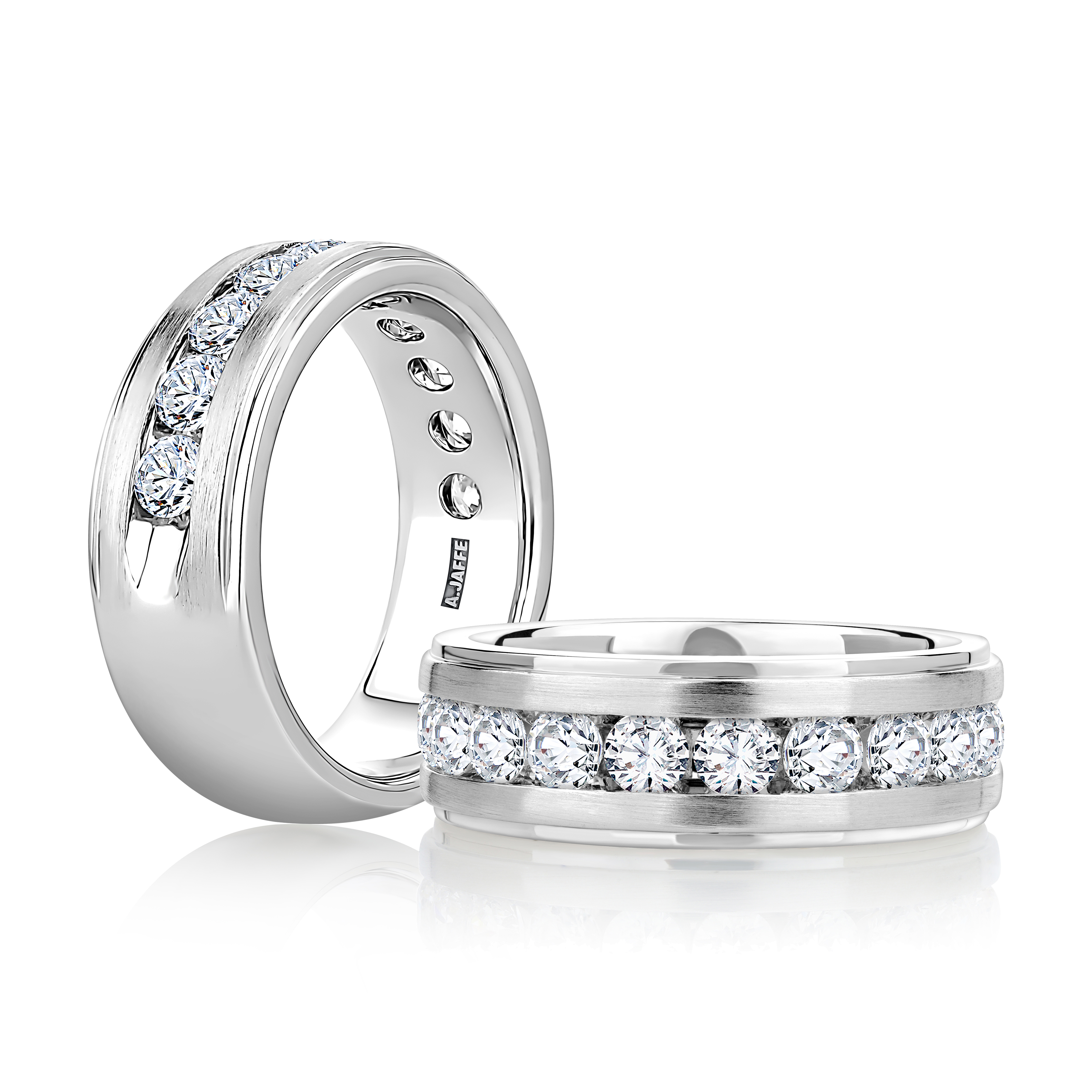 10 Stone Satin Channel Set Diamond Band with High Polish Edges