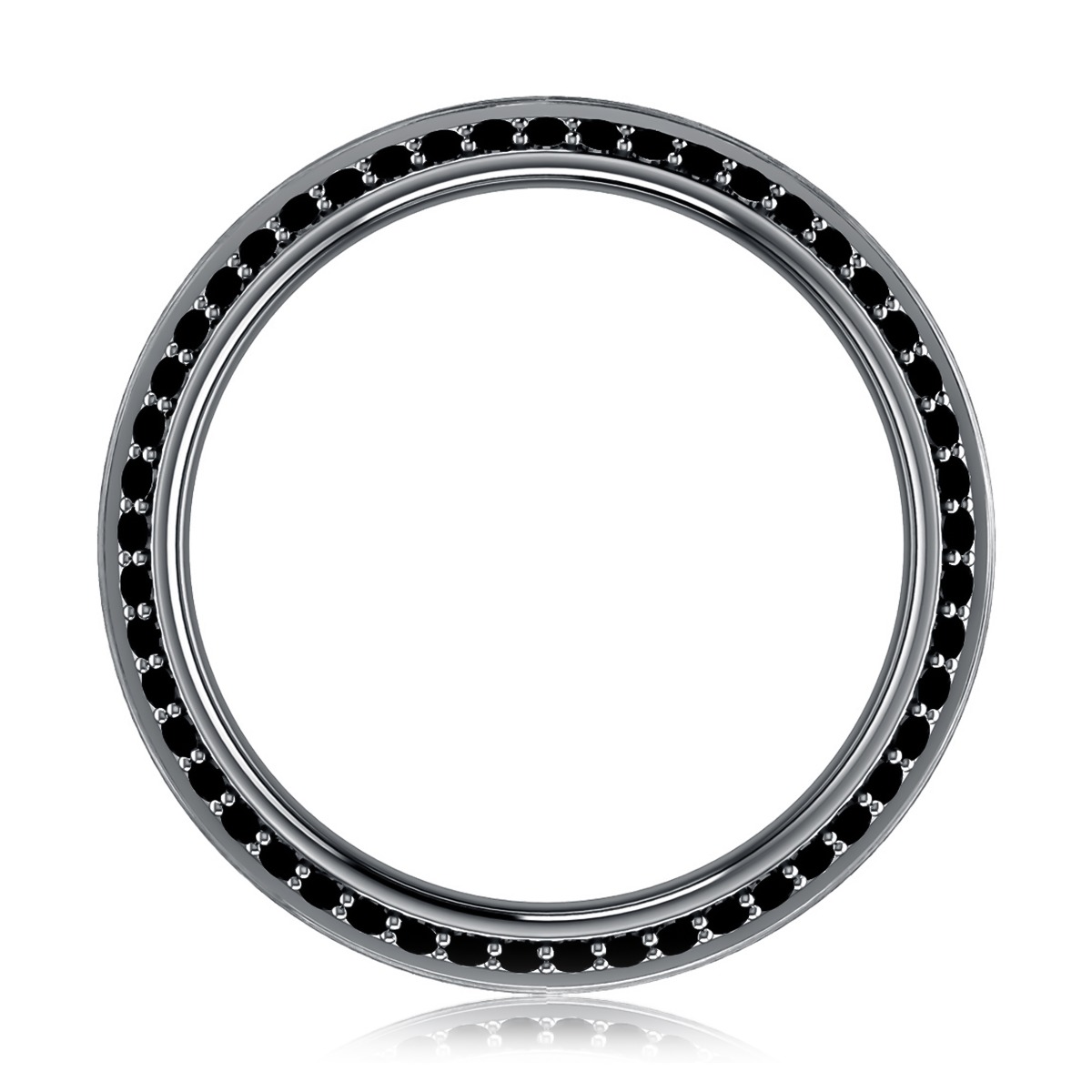 Double Edge Black Diamond  Eternity Hand Casted Satin Finish Band