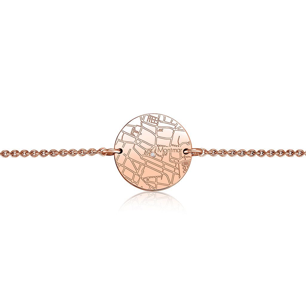 14k Rose Gold Circle Map Bracelet