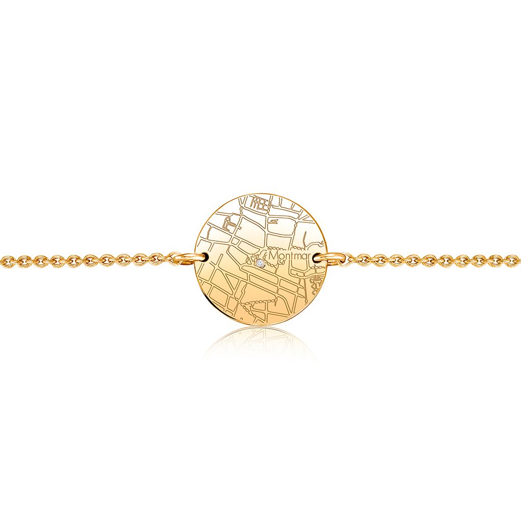 14k Yellow Gold Circle Map Bracelet