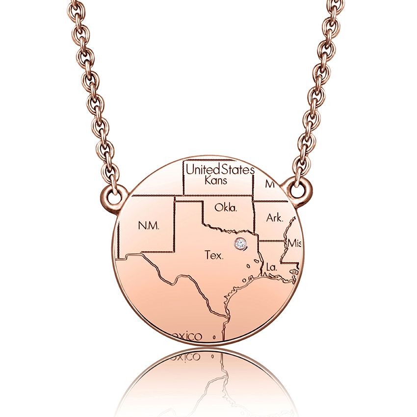 Louisiana State Map Shape Pendant Necklace
