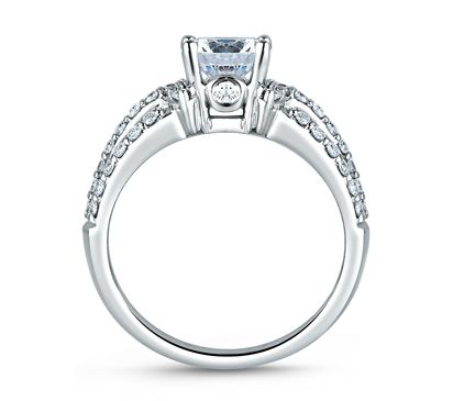 Three Row Multi-Side Stone Engagement Ring