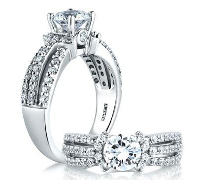 Three Row Multi-Side Stone Engagement Ring