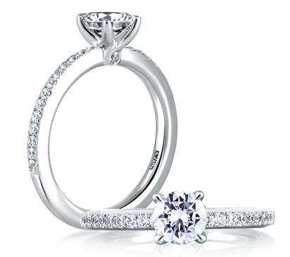 Delicate Single Row Pave Engagement Ring