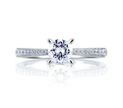 Cathedral Pave with Diamond Studded Center Prongs Ring