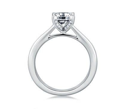Center Diamond Studded Prong Engagement Ring